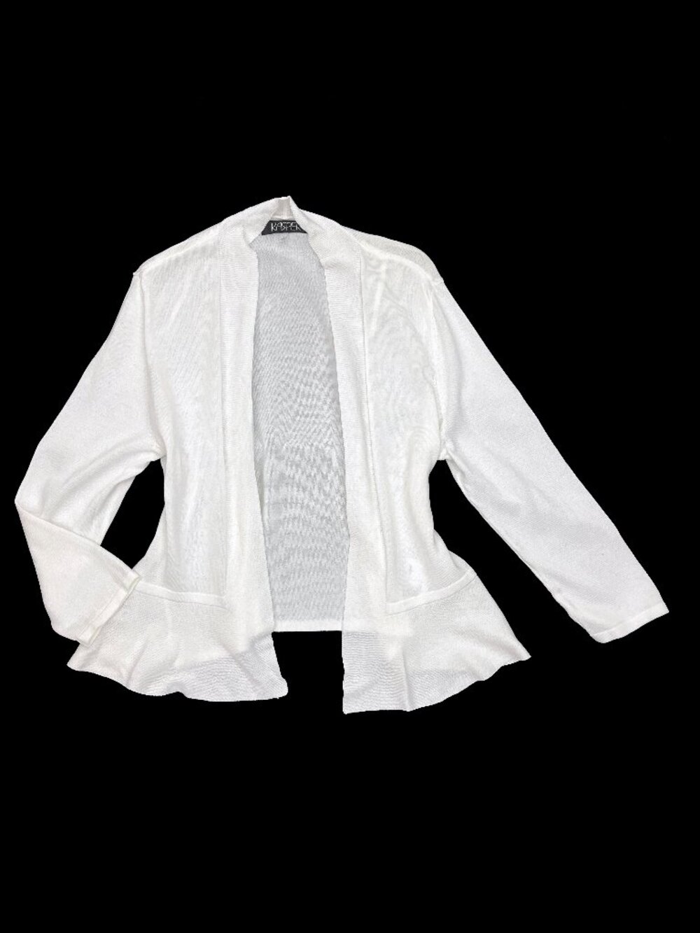 Kasper White Open Front Light Cardigan Womens L